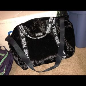 Pink velvet duffle bag!
